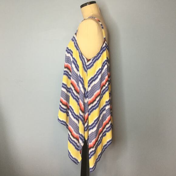 Vince Camuto 1X Handkerchief Hem  Striped Chiffon - Picture 3 of 5